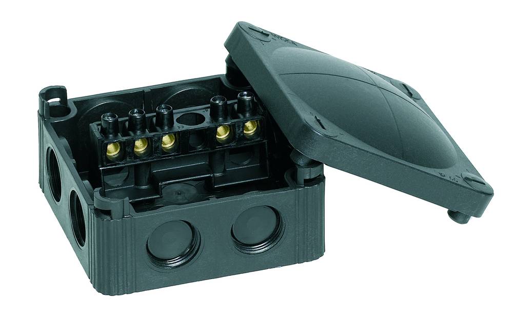 Wiska COMBI 308/5 BK Polypropylene 85 x 85 x 51mm Enclosure Black (with 5 Pole Terminal)
