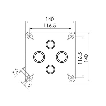 Wiska Combi 1010/5 BK Polypropylene 140 x 140 x 82mm Enclosure Black (with 5 Pole Terminal)