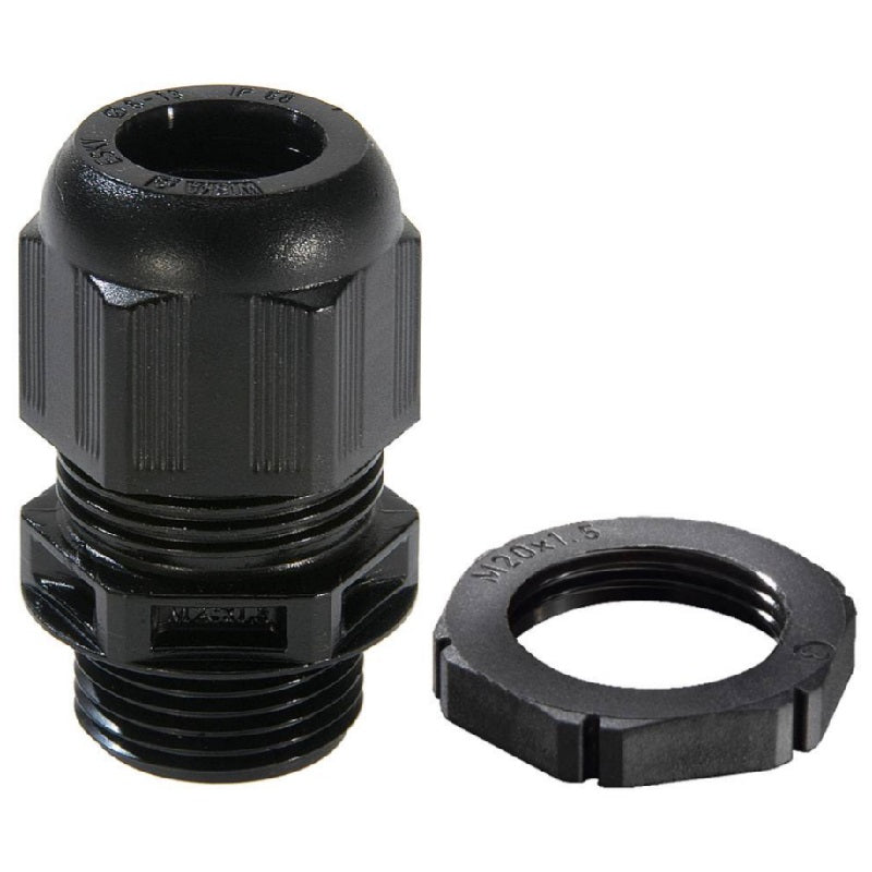 Wiska Sprint® GLP20 Cable Gland with locknut IP68 Black (10 Pack)