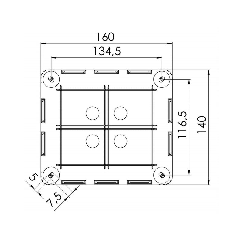Wiska Combi 1210/5 BK Polypropylene 160 x 140 x 81mm Enclosure Black (with 5 Pole Terminal)