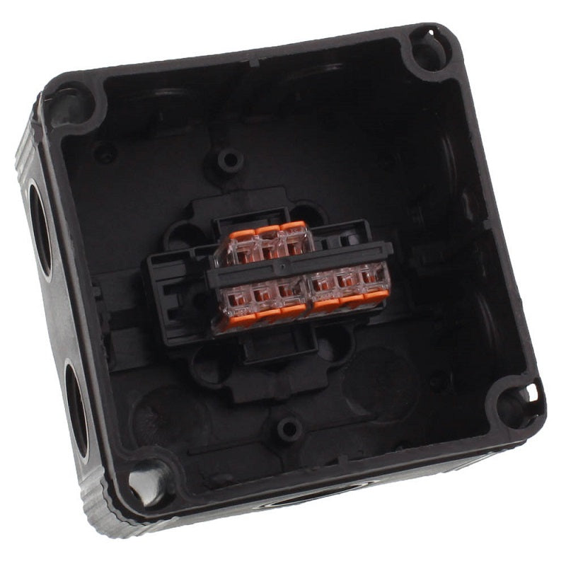Wiska Combi 407 BK Polypropylene 95 x 95 x 60mm Enclosure Black IP66 3x3 Pole Wago Connectors
