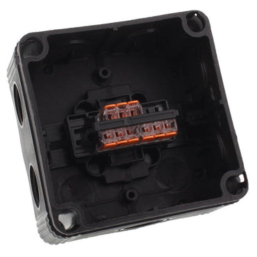 Wiska Combi 407 BK Polypropylene 95 x 95 x 60mm Enclosure Black IP66 3x3 Pole Wago Connectors