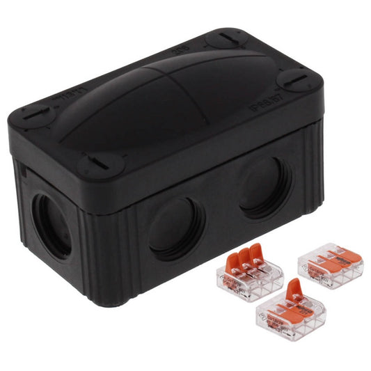 Wiska Combi 206 BK Polypropylene 85 x 49 x 51mm Enclosure Black IP66 3x3 Pole Wago Connectors
