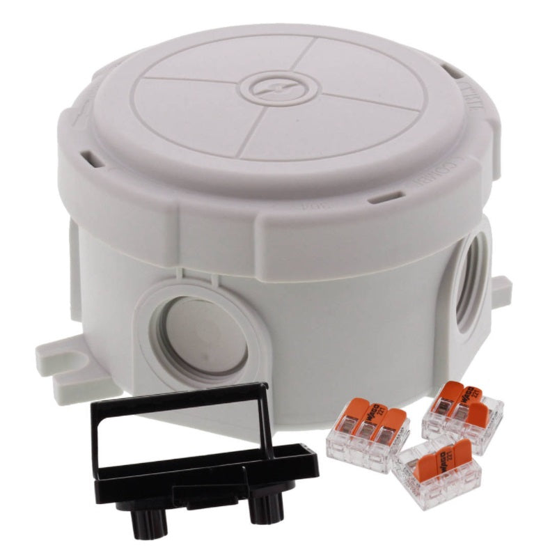 Wiska Combi 304 LG Polypropylene Ø 82 x 57mm Enclosure Grey IP66 3x3 Pole Wago Connectors