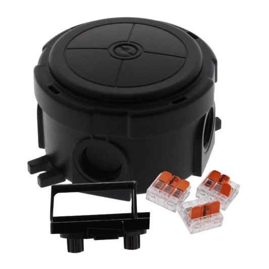 Wiska Combi 304 BK Polypropylene Ø 82 x 57mm Enclosure Black IP66 3x3 Pole Wago Connectors
