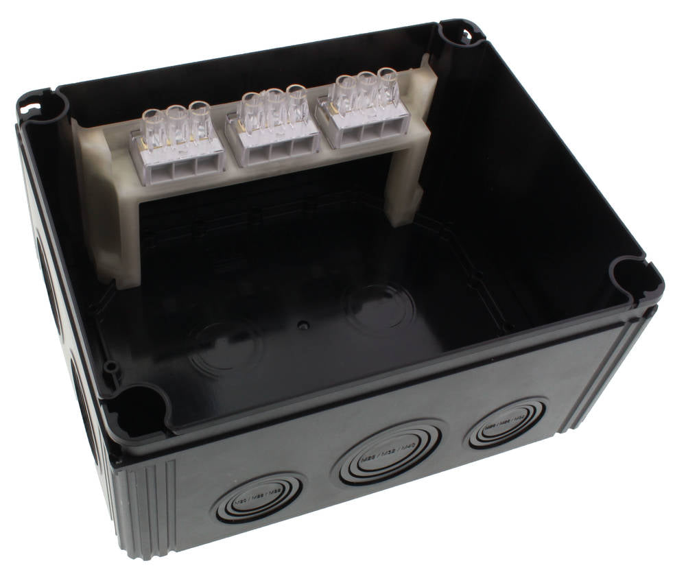 Wiska Combi 1610/CLEAR/3 BK Polypropylene 200 x 160 x 94mm Enclosure Black Clear Lid (with 3 Pole Terminal)