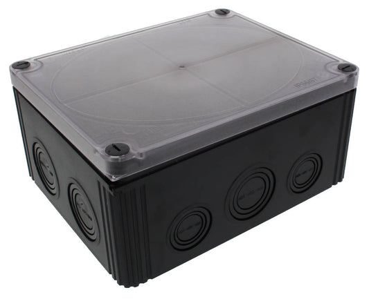 Wiska Combi 1610/CLEAR/3 BK Polypropylene 200 x 160 x 94mm Enclosure Black Clear Lid (with 3 Pole Terminal)