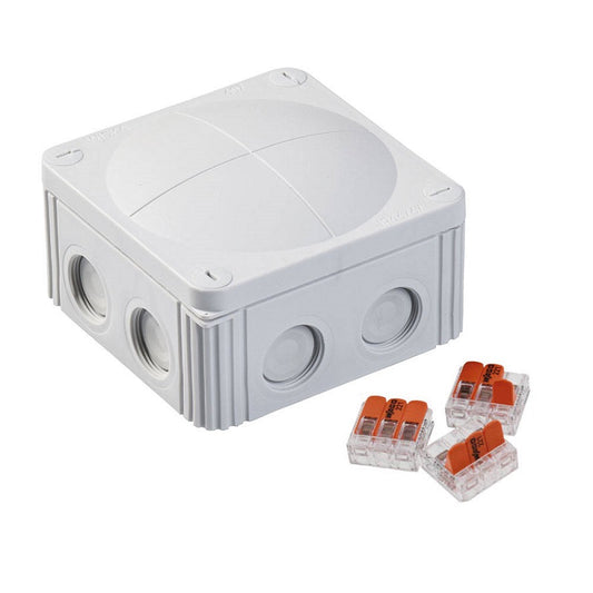 Wiska Combi 607 LG Polypropylene 110 x 110 x 66mm Enclosure Grey IP66 3x3 Pole Wago Connectors