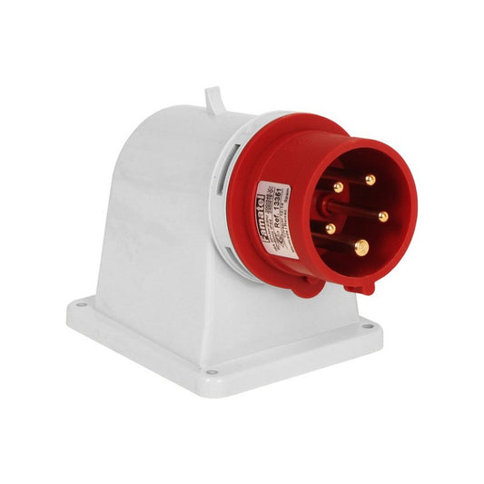 Famatel 16A 3P+N+E 6h 415V Angled Surface Appliance Inlet IP44 Red