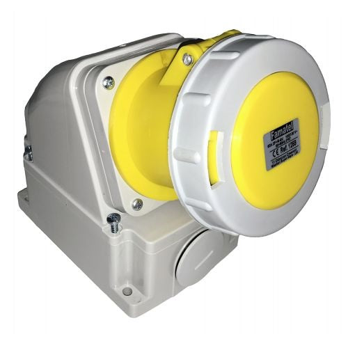 Famatel 125A 2P+E 4h 110V Surface Socket IP67 Yellow
