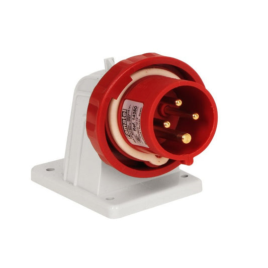 Famatel 16A 3P+E 6h 415V Angled Surface Appliance Inlet IP67 Red