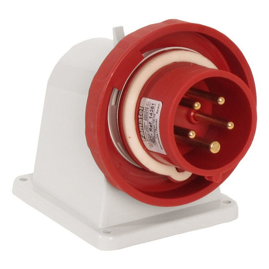 Famatel 16A 3P+N+E 6h 415V Angled Surface Appliance Inlet IP67 Red