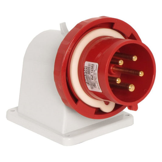 Famatel 32A 3P+N+E 6h 415V Angled Surface Appliance Inlet IP44 Red