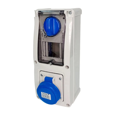 Famatel 16A 2P+E 6h 240V Vertical Switched Sockets IP67 Blue