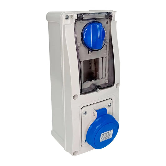 Famatel 16A 2P+E 6h 240V Vertical Switched Sockets IP67 Blue