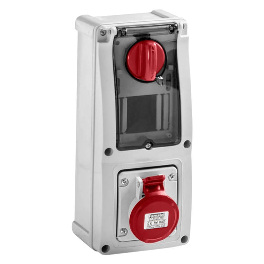 Famatel 16A 3P+N+E 6h 415V Vertical Switched Sockets IP44 Red