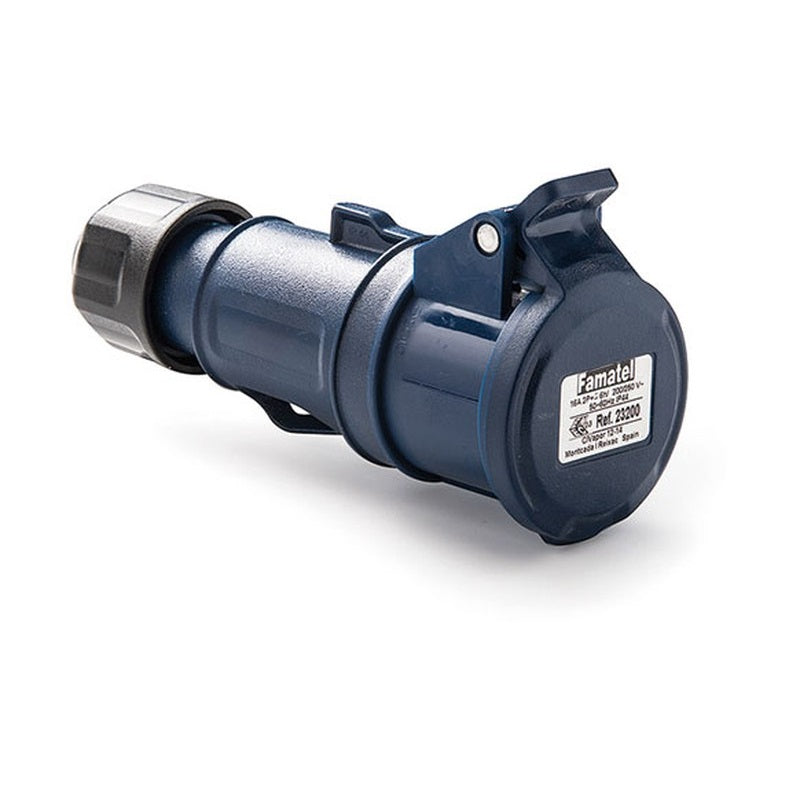 Famatel 16A 2P+E 6h 240V Coupler IP44 Blue