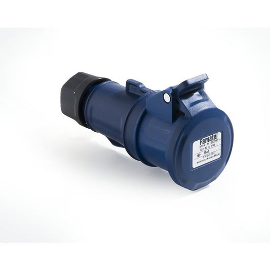 Famatel 32A 2P+E 6h 240V Coupler IP44 Blue