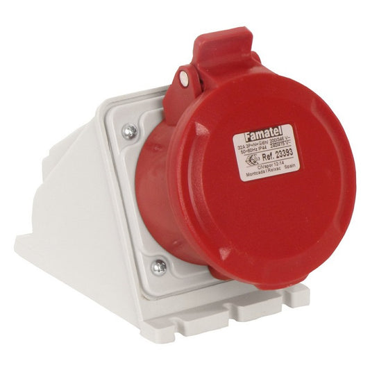 Famatel 32A 3P+N+E 6h 415V Surface Socket IP44 Red