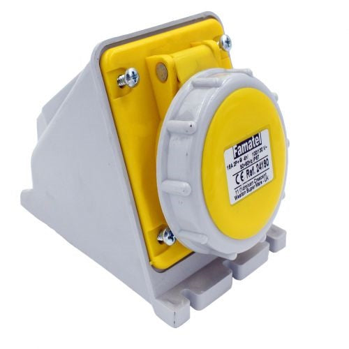 Famatel 32A 2P+E 4h 110V Surface Socket IP67 Yellow