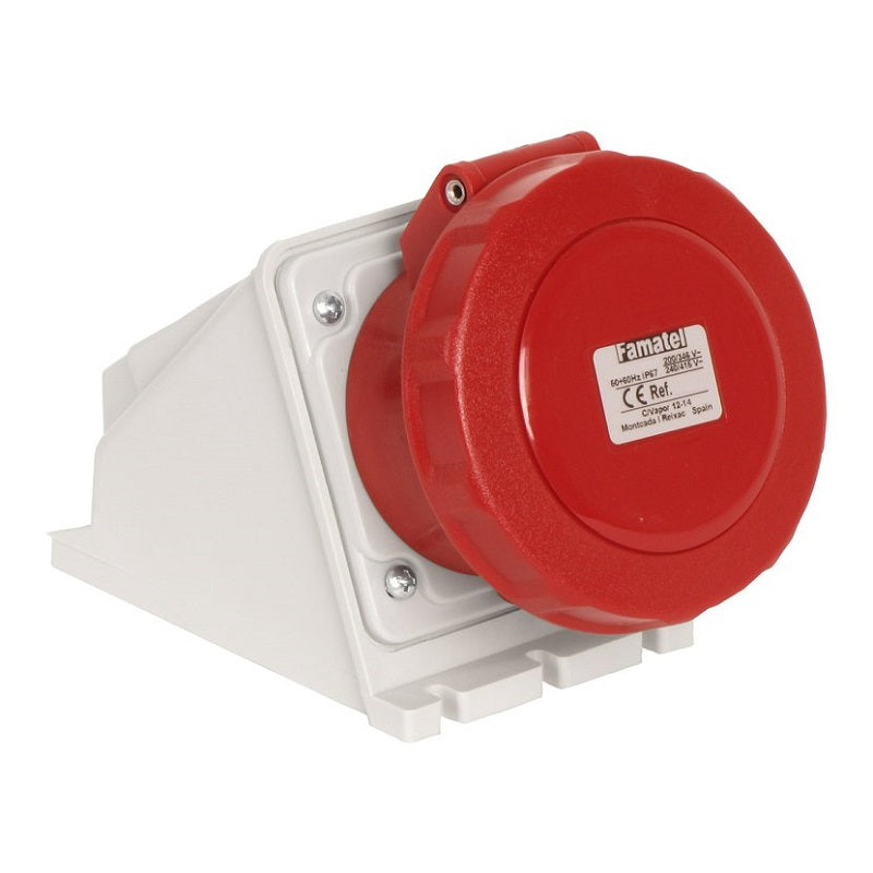 Famatel 32A 3P+E 6h 415V Surface Socket IP67 Red