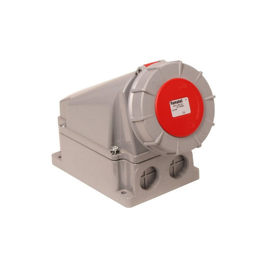 Famatel 63A 3P+E 6h 415V Surface Socket IP67 Red