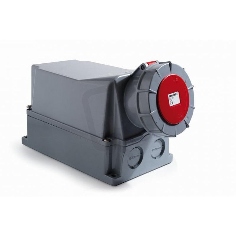 Famatel 125A 3P+E 6h 415V Surface Socket IP67 Red