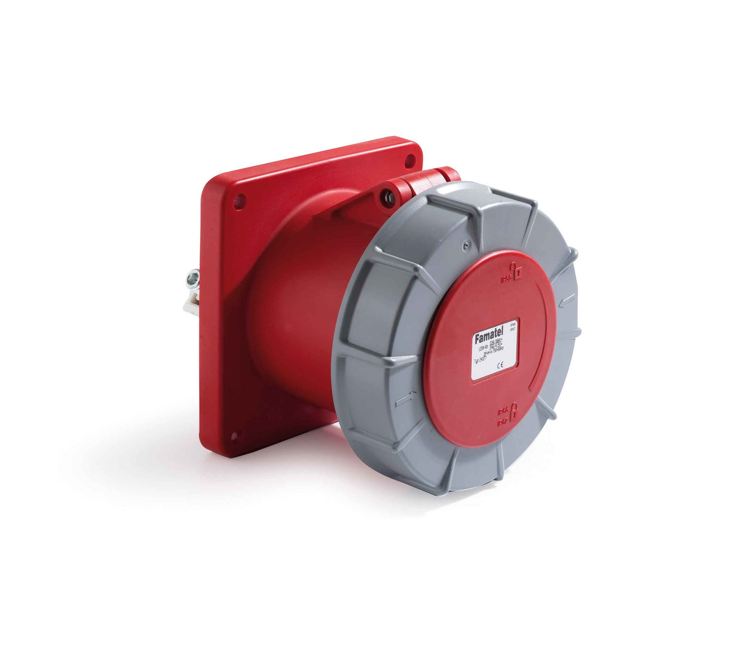 Famatel 125A 3P+N+E 6h 415V Straight Panel Socket IP67 Red
