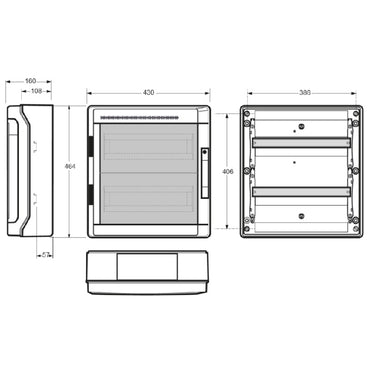 Famatel Acqua Plus IP65 Weatherproof Consumer Unit Enclosure 36 Modules (2x18)