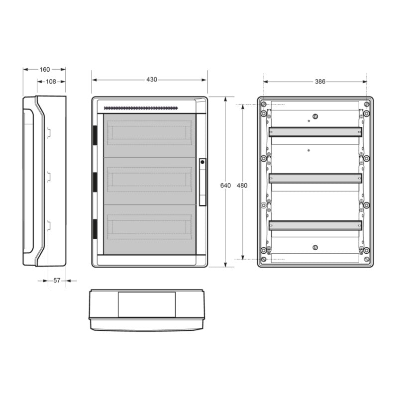 Famatel Acqua Plus IP65 Weatherproof Consumer Unit Enclosure 54 Modules (3x18)
