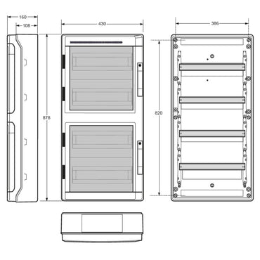 Famatel Acqua Plus IP65 Weatherproof Consumer Unit Enclosure 72 Modules (4x18)