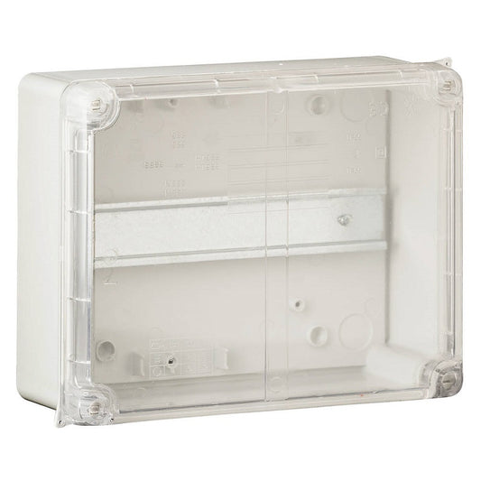 Wiska 6886LHG CLWIB4/DR Clear Lid Smooth Sided Grey Enclosure c/w Din Rail 230 x 180 x 88mm