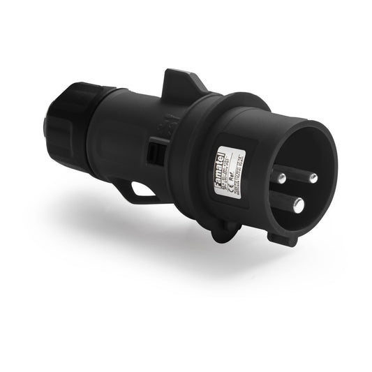 Famatel 32A 2P+E 6h 240V Plug IP44 Black