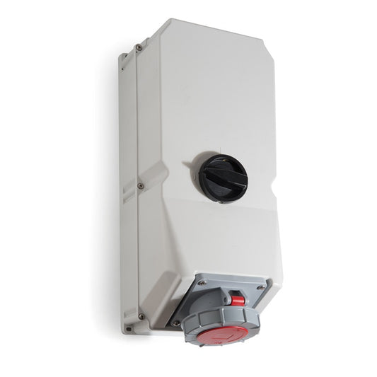 Famatel 125A 3P+N+E 6h 415V Vertical Switched Sockets IP67 Red