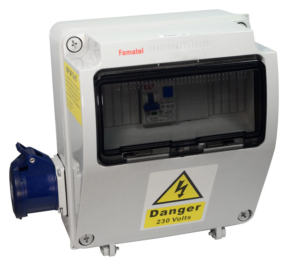 Famatel 17th Edition Caravan Hook Up 1 x 16A 2P+E Socket 1 x 10A RCBO DP 30mA