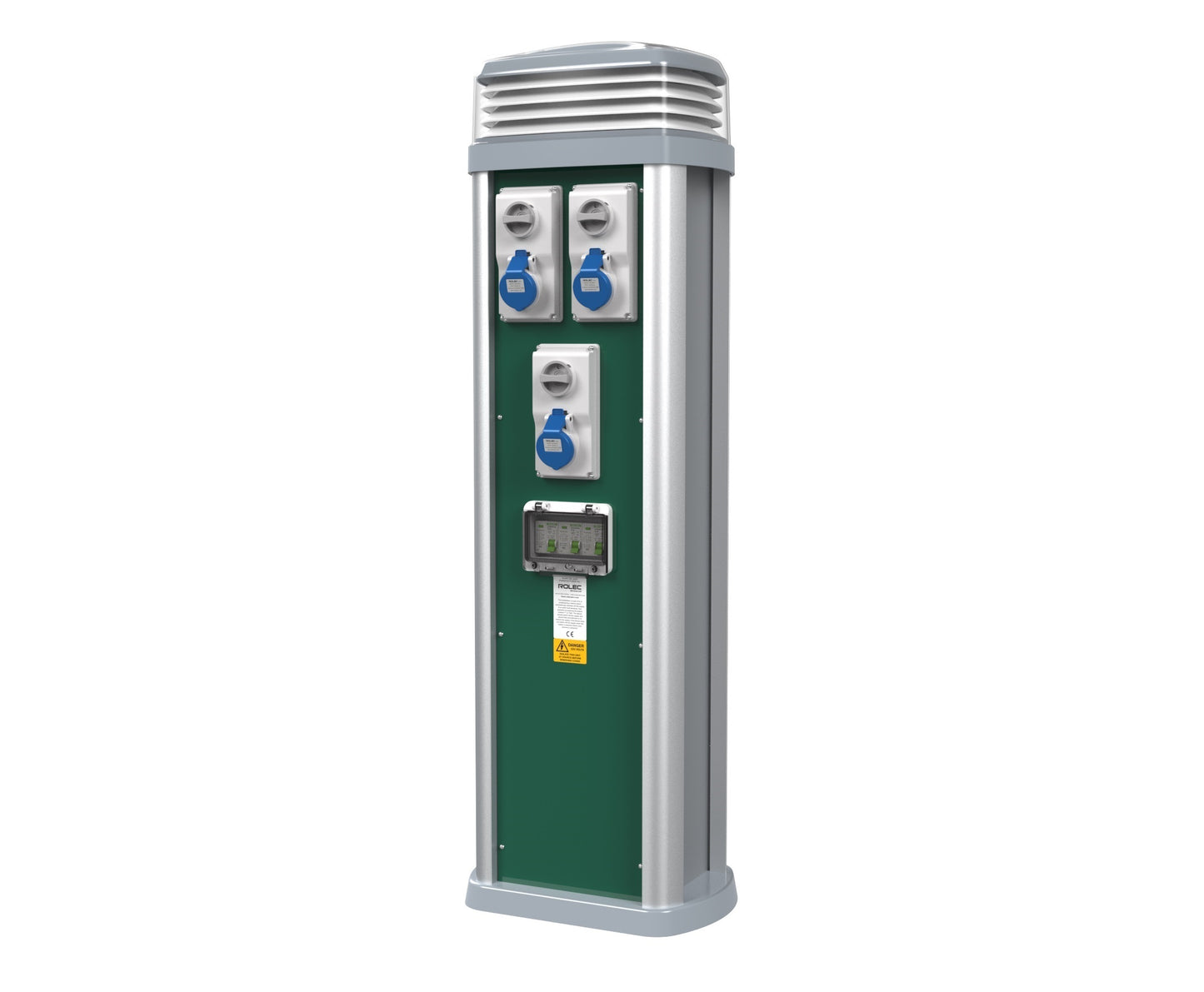 Rolec 18th Edition Quantum Touring Bollard 1000mm 3 Way 16A Interlock Socket + Smart Meter