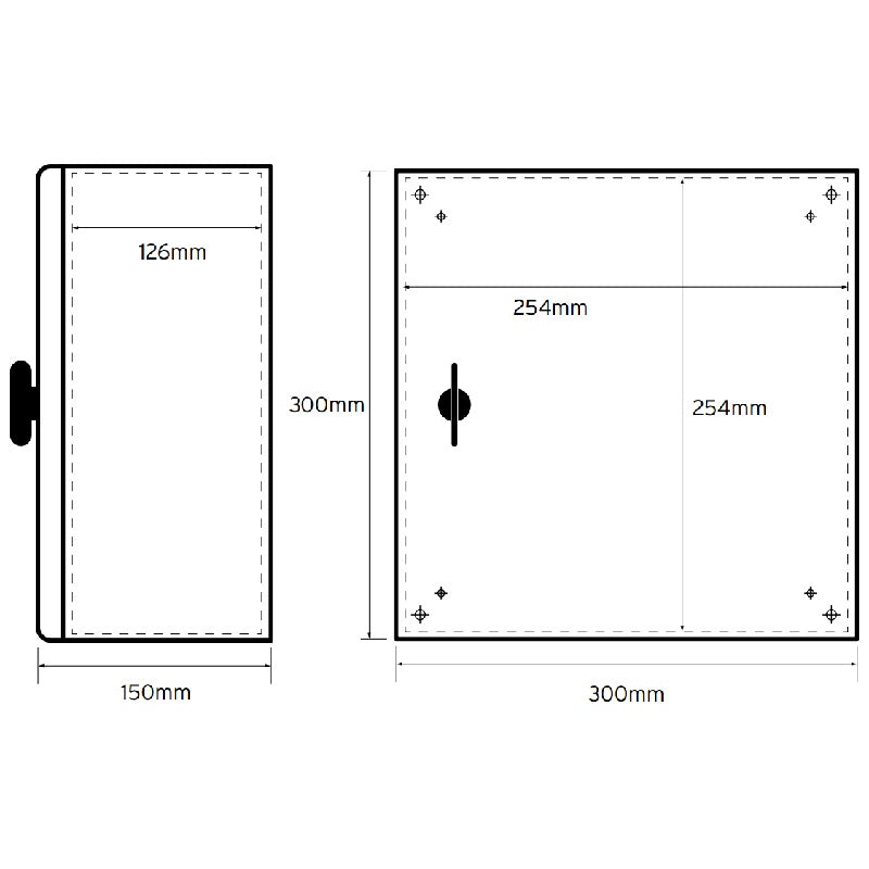 Niglon 300 x 300 x 150mm IP66 Mild Steel Enclosure