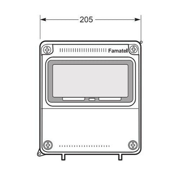 Famatel Compact 18th Edition Caravan Hook Up 1 x 16A 2P+E Switched Interlocked Outlet c/w 1 x 10A DP 30mA RCBO 1 x MID Approved Meter