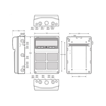 Famatel 18th Edition Caravan Hook Up 4 x 16A 2P+E Switched Interlocked Outlet c/w 4 x 10A DP 30mA RCBO 4 x MID Approved Meter