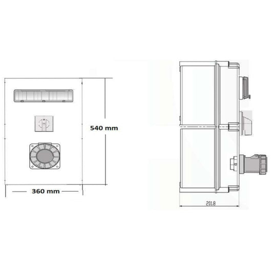 Famatel 125A 3P+E 6h 415V RCD Vertical Switched Sockets c/w 125A 30mA 4P RCD IP67 Red