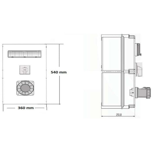 Famatel 125A 3P+N+E 6h 415V RCD Vertical Switched Sockets c/w 125A 30mA 4P RCD IP67 Red