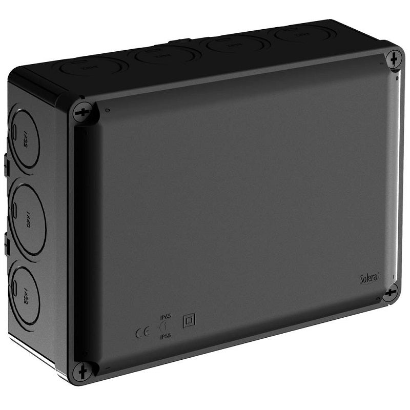 Wiska WUB4B Pre-Cut 12 x M32 + 2 x M40 Openings Black Enclosure 230 x 180 x 88mm