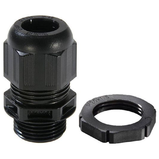 Wiska Sprint® GLP20 Cable Gland with locknut IP68 Black (10 Pack)