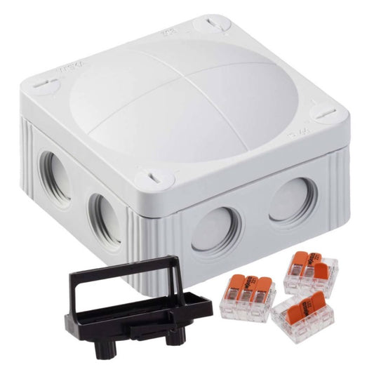 Wiska Combi 308 LG Polypropylene 85 x 85 x 51mm Enclosure Grey IP66 3x3 Pole Wago Connectors