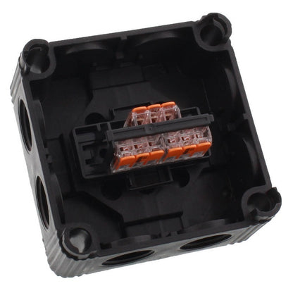 Wiska Combi 308 BK Polypropylene 85 x 85 x 51mm Enclosure Black IP66 3x3 Pole Wago Connectors