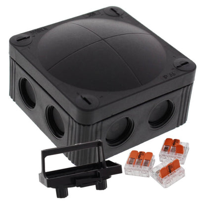 Wiska Combi 308 BK Polypropylene 85 x 85 x 51mm Enclosure Black IP66 3x3 Pole Wago Connectors