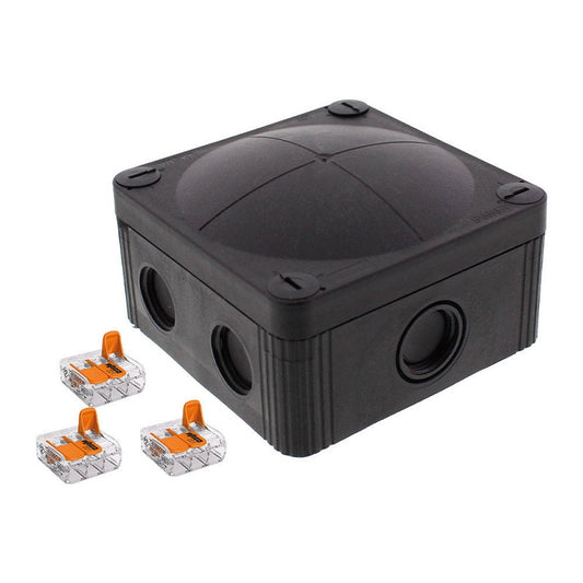 Wiska Combi 607 BK Polypropylene 110 x 110 x 66mm Enclosure Black IP66 3x3 Pole Wago Connectors