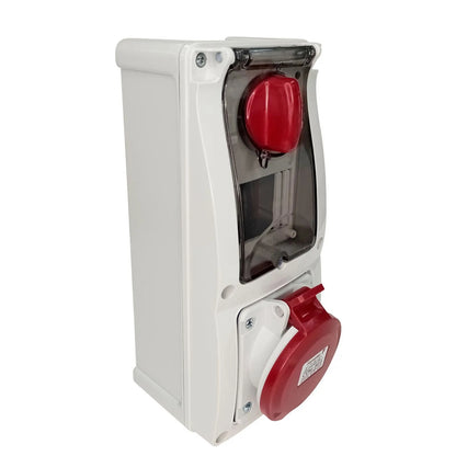 Famatel 32A 3P+N+E 6h 415V Vertical Switched Sockets IP44 Red