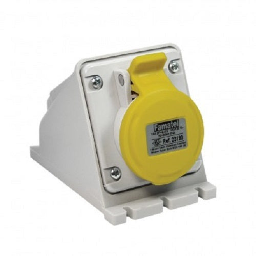 Famatel 32A 2P+E 4h 110V Surface Socket IP44 Yellow