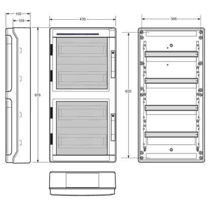 Famatel Acqua Plus IP65 Weatherproof Consumer Unit Enclosure 72 Modules (4x18)